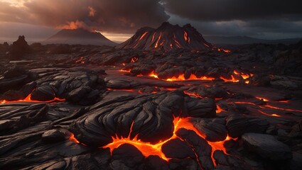 Volcano Landscape Magma Background Abventure Postcard Digital Photography Banner Website Flyer Ads Gift Card Template