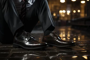 Fotobehang Photo Realistic of an Executive in a Well-Tailored Suit and Polished Leather Shoes, Generative AI  © Giantdesign