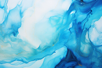 Background Blue marbled alcohol ink drawing effect.