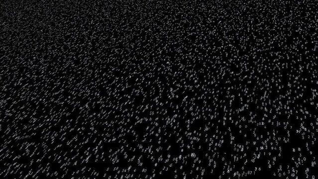 Endless quantity of numbers flying and blinking in digital space. Animation. Business or hacking technology background.