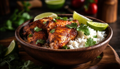 Grilled chicken with lime and cilantro, a gourmet healthy meal generated by AI