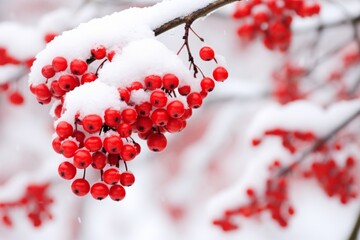 Fototapeta na wymiar The Beauty of Winter Captured in a Single Image: Red Berries Adorned with a Dusting of Snow