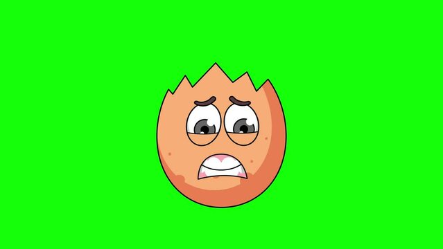 cracked egg cartoon with a face screaming in fear, emoji emoticon animation