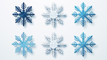 realistic snowflake ikon set on white background