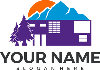 Real estate house mountain logo template