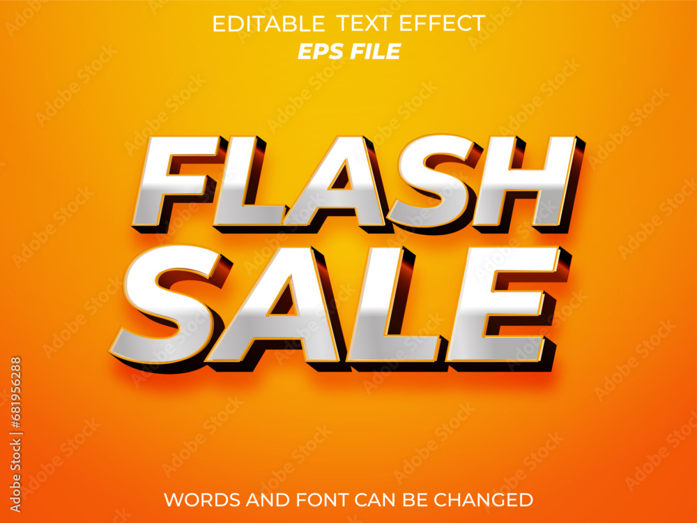Poster flash sale text effect, font editable, typography, 3d text. vector template