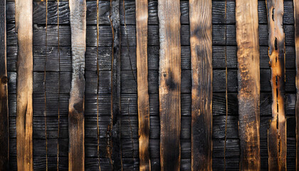 BBQ background. Burnt wooden Board texture. Burned scratched hardwood surface.