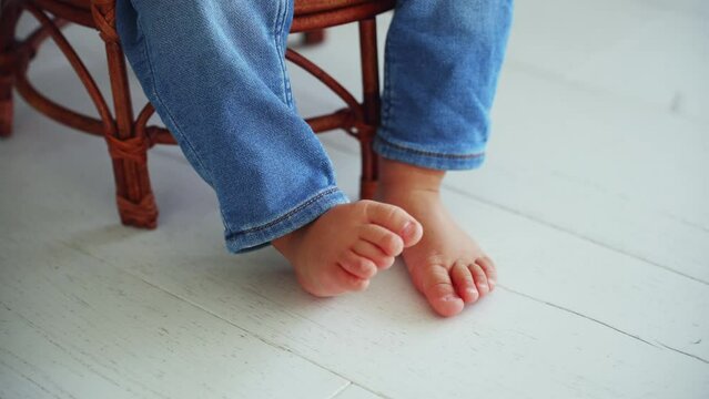 Walking On Warm Floor At Home, Baby first steps,