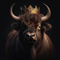 Photo sur Plexiglas Parc national du Cap Le Grand, Australie occidentale Portrait of a majestic Bison with a crown