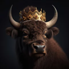 Cercles muraux Parc national du Cap Le Grand, Australie occidentale Portrait of a majestic Bison with a crown