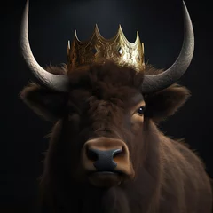 Crédence de cuisine en plexiglas Parc national du Cap Le Grand, Australie occidentale Portrait of a majestic Bison with a crown