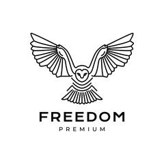 barn owl fly wings hunter freedom line style modern minimal logo design vector icon illustration
