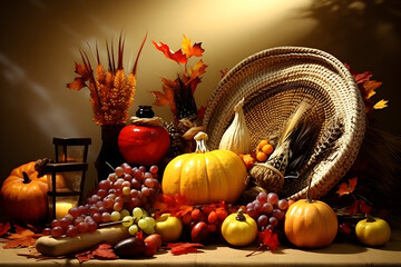 autumn, food, fruit, pumpkin, basket, fall, thanksgiving, vegetables, harvest, vegetable, squash, season, agriculture, apples