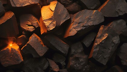 Coal pieces close-up macro shot texture background
