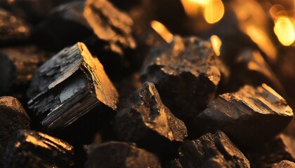 Coal pieces close-up macro shot texture background