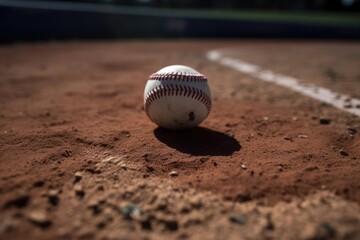 Majestic Baseball Resting on the Serene Baseball Field Generative AI
