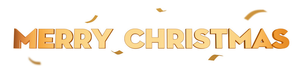 Merry christmas 3d typography gold transparent - obrazy, fototapety, plakaty