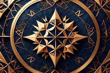 ornamental round ornament on blue background