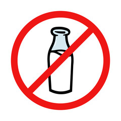 No Milk Sign on White Background