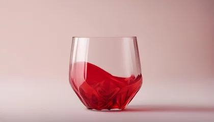 Tuinposter Closeup of Cute design of one red juice glass put on the table © iqra