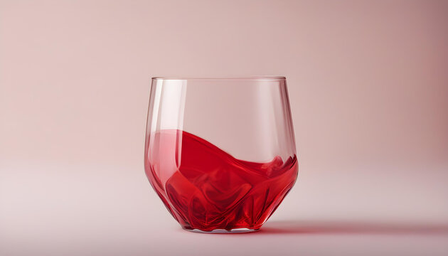 Closeup Of Cute Design Of One Red Juice Glass Put On The Table