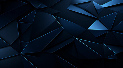 Dark Blue Geometric Triangular Pattern Background - obrazy, fototapety, plakaty