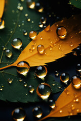 Close-Up of Leaves and Water Droplets