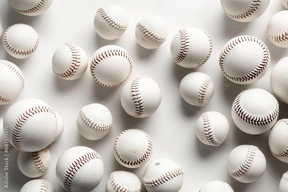 Poster white baseballs stacked on top of each other creating a baseball generative ai