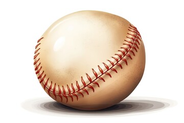 Illustrated Baseball Background with a Red-Stitched Baseball Ball Generative AI