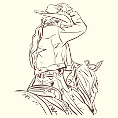 sketch of a person on horseback vector for illustration decoration card