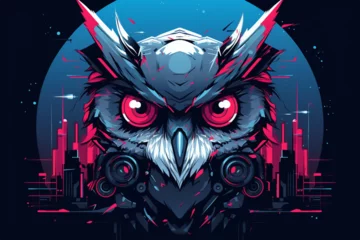 Poster cyberpunk style owl character design © Yoshimura