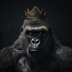 Obraz premium Portrait of a majestic Gorilla with a crown