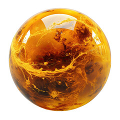 Golden Yellow Planet Isolated on Transparent or White Background, PNG
