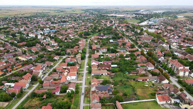 Drone footage of Novi Becej, town in Serbia