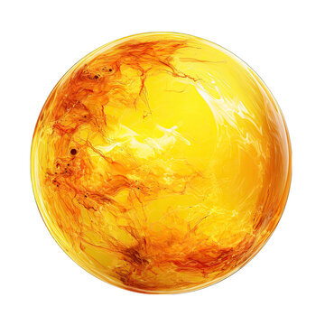 Lemon Yellow Planet Isolated on Transparent or White Background, PNG