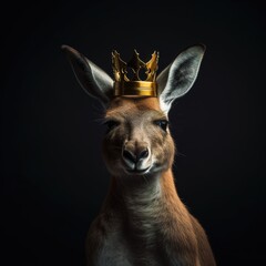 Fototapeta premium Portrait of a majestic Kangaroo with a crown