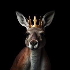 Portrait of a majestic Kangaroo with a crown
