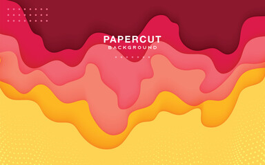Yellow and pink papercut background multi layers decoration