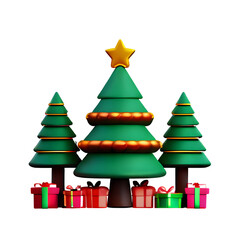 Fototapeta premium Christmas tree with gifts, 3D