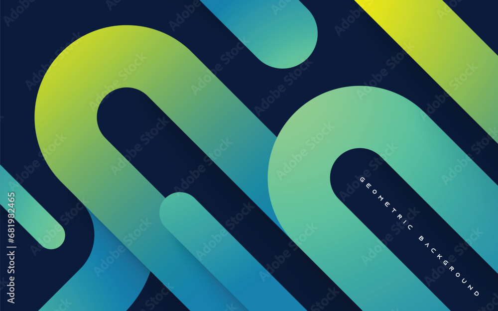 Poster blue and yellow gradient abstract geometric background. dynamic shape with shadow.