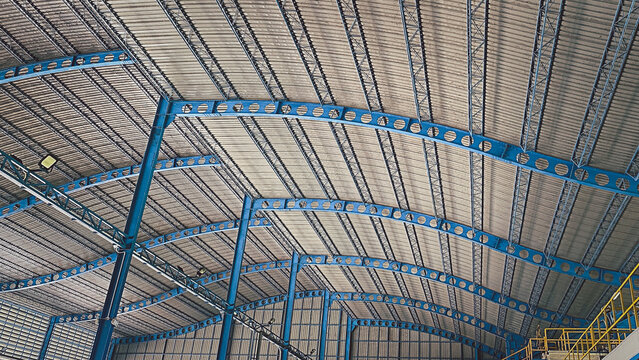 Factory roof with wide structural steel