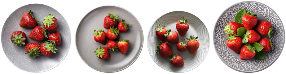 top view of strawberries on a plate