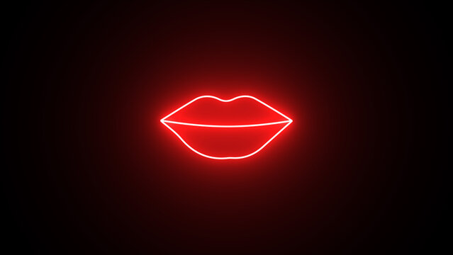 recommend clip art: Neon lips signs over black background. Lip shape neon illustration. Glowing neon woman lips sign, girl mouth. Glossy lips, concept female lips