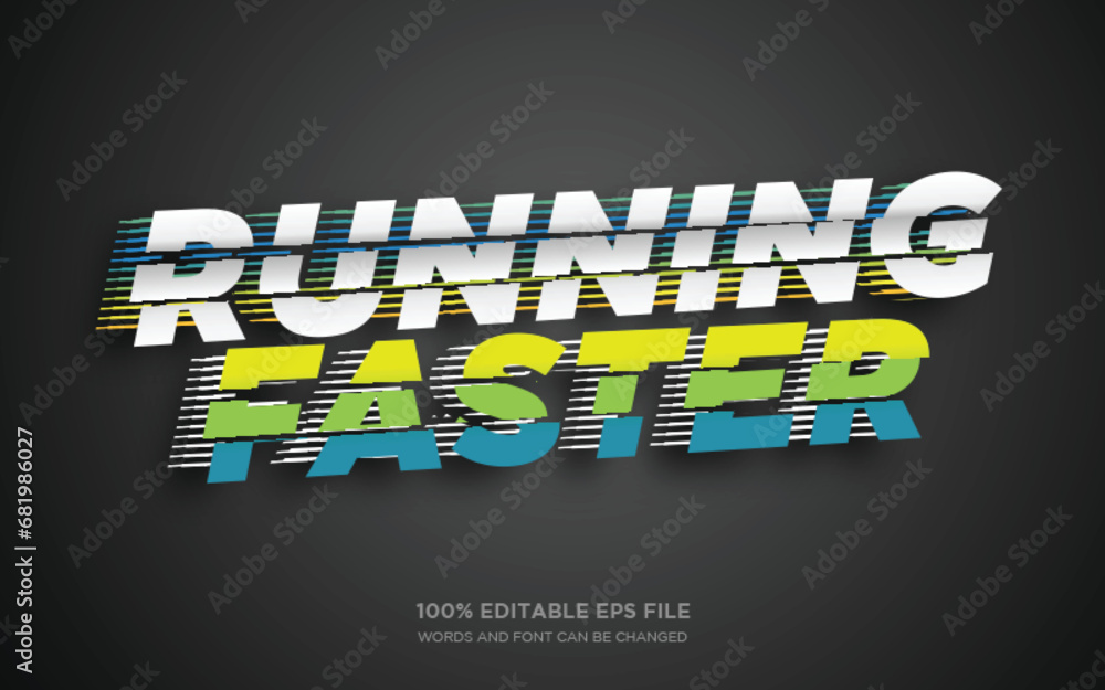 Poster running faster editable text style effect