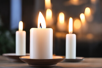 Obraz na płótnie Canvas Warm home interior scented candles