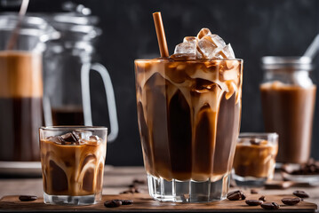 Close-up of refreshing and fragrant American iced coffee
