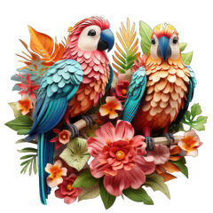 Obraz premium parrot with flower on transparent background