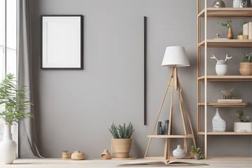 Hanging blank picture frame in modern simple home decoration