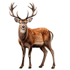 Red deer stag in front of a on transparent background