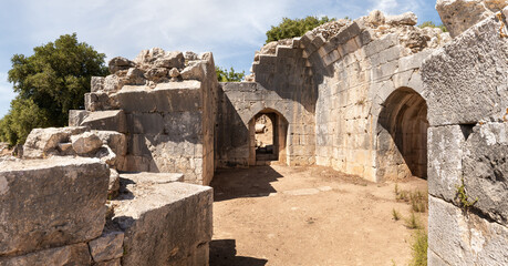 Remains  of hall in corner watchtower in the medieval fortress of Nimrod – Qala'at al-Subeiba,...